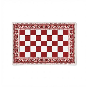 Checkered Christmas Area Rug Non-Slip, Washable Carpet Holiday Decor