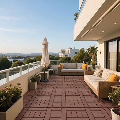 44 Pack 12x12 in Versatile Interlocking Tiles Waterproof Flooring for Basement and Deck