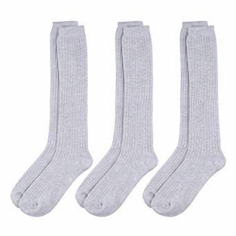 3 Pack Girls Classic Ribbed Cotton-Rich Knee Socks