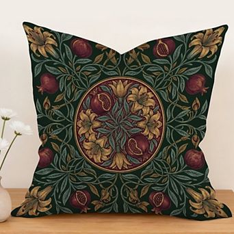 Waterproof Cotton Linen Pillow Covers 18", Vintage Botanical Art Print, William Morris Style