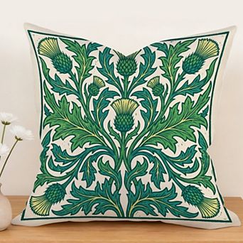 Waterproof Cotton Linen Pillow Covers 18", Vintage Botanical Art Print, William Morris Style