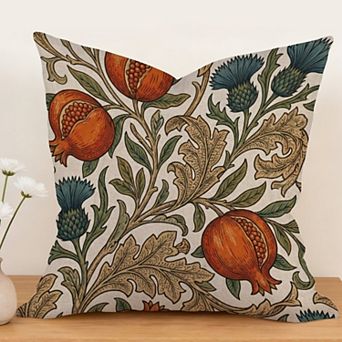 Waterproof Cotton Linen Pillow Covers 18", Vintage Botanical Art Print, William Morris Style