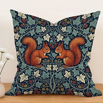 Waterproof Cotton Linen Pillow Covers 18", Vintage Botanical Art Print, William Morris Style