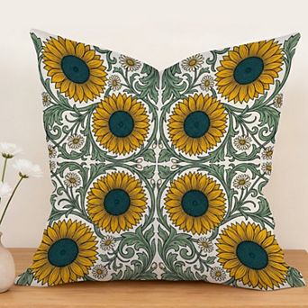 Waterproof Cotton Linen Pillow Covers 18", Vintage Botanical Art Print, William Morris Style