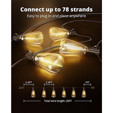 Outdoor LED String Lights, Waterproof Connectable Patio Hanging Lights