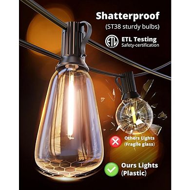 Outdoor LED String Lights, Waterproof Connectable Patio Hanging Lights
