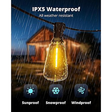 Outdoor LED String Lights, Waterproof Connectable Patio Hanging Lights