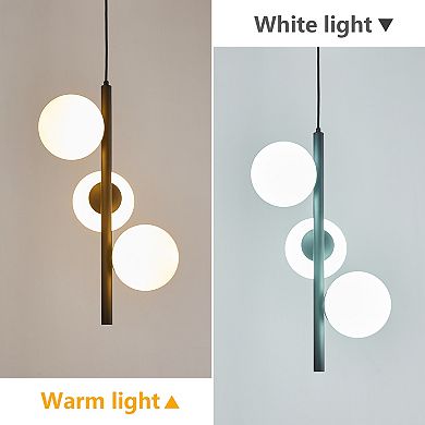 ZLAIQB 3-Light MidCentury Globe Height Adjustable 12.99" Pendant Light