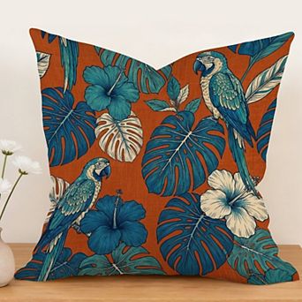 Outdoor Waterproof Decorative Throw Pillow Cover, 18", 1 Pack, Animals Tropical Floral
