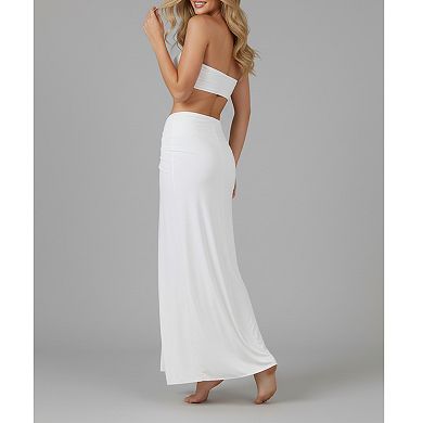 Women's 3 Piece Bikini Swimsuit with Cover Up Skirt, Strapless Bandeau Bathing Suit