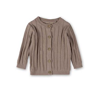 Baby and Toddler 3D Knit 100% Cotton Ribbed Long-Sleeve Cardigan