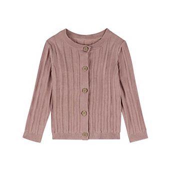 Baby and Toddler 3D Knit 100% Cotton Ribbed Long-Sleeve Cardigan