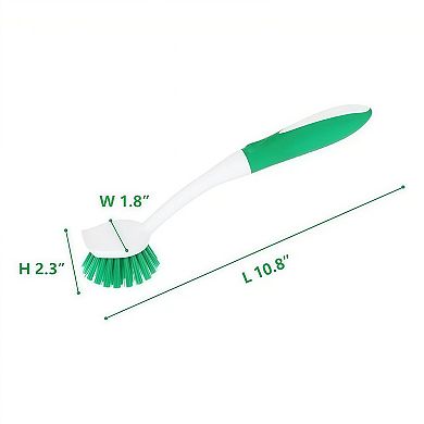 Dish Scrub Brushes with Handle and Built-In Scraper Set
