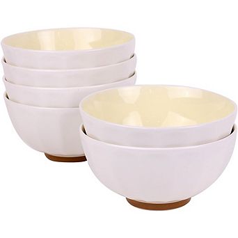 6 pc Porcelain Pasta Bowls Set, 24oz, Microwave & Dishwasher Safe, Yellow