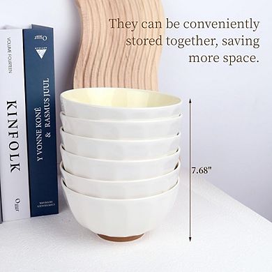 6-Piece Porcelain Pasta Bowls Set, 24oz, Microwave & Dishwasher Safe, Yellow
