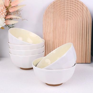 6-Piece Porcelain Pasta Bowls Set, 24oz, Microwave & Dishwasher Safe, Yellow