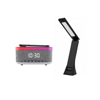 Smart Home Essentials Bundle: All-in-One Alarm Clock & 3-in-1 LED Desk Lamp with Wireless Charging