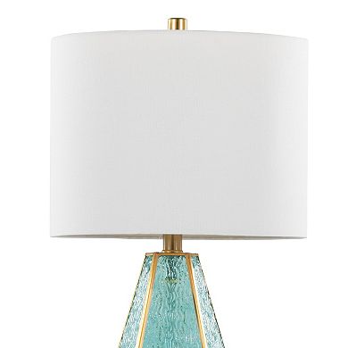 Loheer Geometric Glass Table Lamp Set with Linen Shade, Set of 2