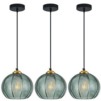 Modern Glass Globe Pendant Light Fixtures 3 Pack for Kitchen Island Bedroom