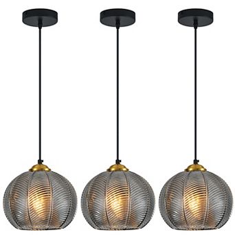 Modern Glass Globe Pendant Light Fixtures 3 Pack for Kitchen Island Bedroom