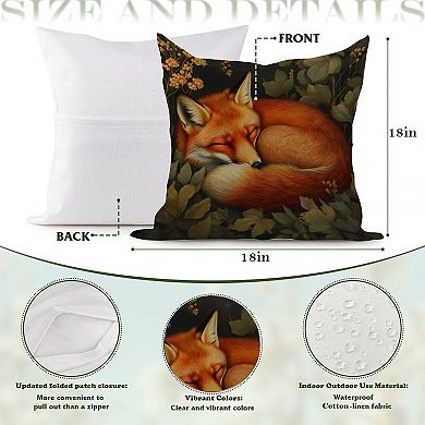 Outdoor Decorative Throw Pillow Cover, 18", Waterproof Cotton Linen Fabric Pillowcase