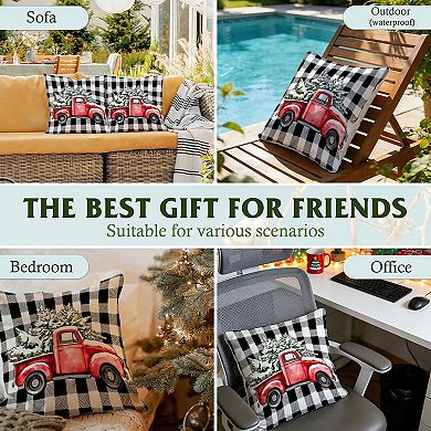Outdoor Decorative Throw Pillow Cover, 18", Waterproof Cotton Linen Fabric Pillowcase