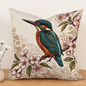 Outdoor Decorative Throw Pillow Cover Chinoiserie, 18", 1 Pack, Japanese Style Art Print