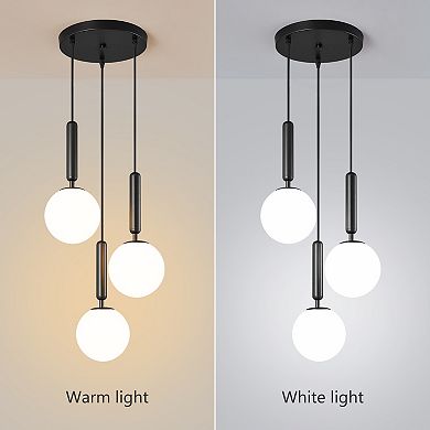 ZLAIQB 3-Light Glass Mid Century Pendant Mount Ceiling Light