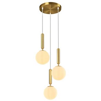 3 Light Mid Century Glass Globe Pendant Light Ideal for Kitchen Island and Living Areas