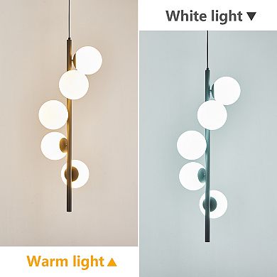 5 Light Globe Glass Pendant Light Mid Century Style for Kitchen Island