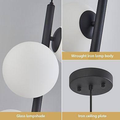 5 Light Globe Glass Pendant Light Mid Century Style for Kitchen Island