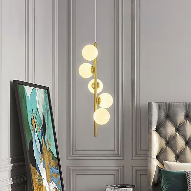 5 Light Globe Glass Pendant Light Mid Century Style for Kitchen Island