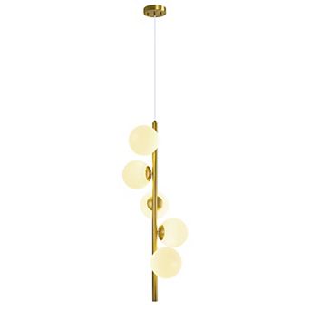 5 Light Globe Glass Pendant Light Mid Century Style for Kitchen Island