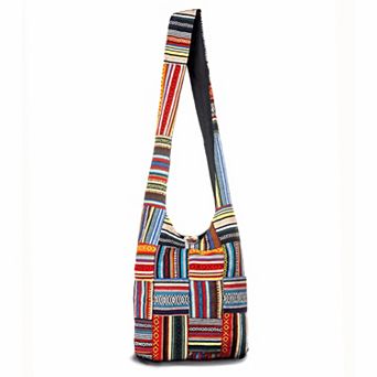 Kathmandu Collection Patchwork Striped Hobo Bag