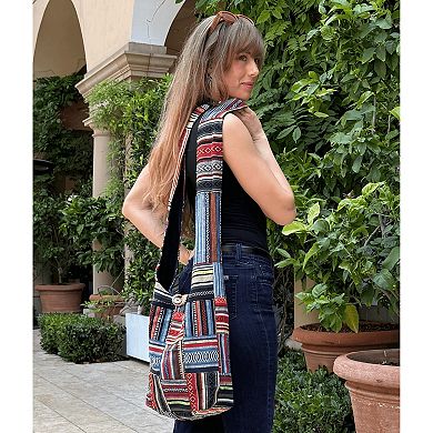 Kathmandu Collection Patchwork Striped Hobo Bag