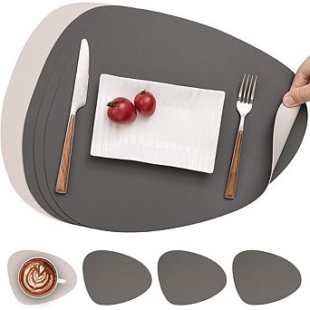 Dual-Sided Faux Leather Placemats, Waterproof Non-Slip Mats