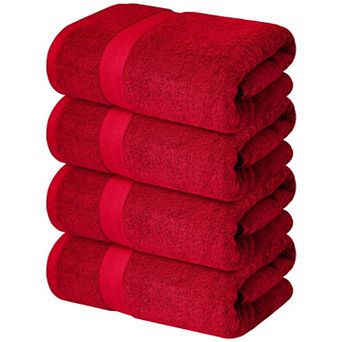 BOGASYL Cotton Bath Towels Set of 4, Absorbent & Quick-Dry Towels for Bath, Gym, Spa & Hotel