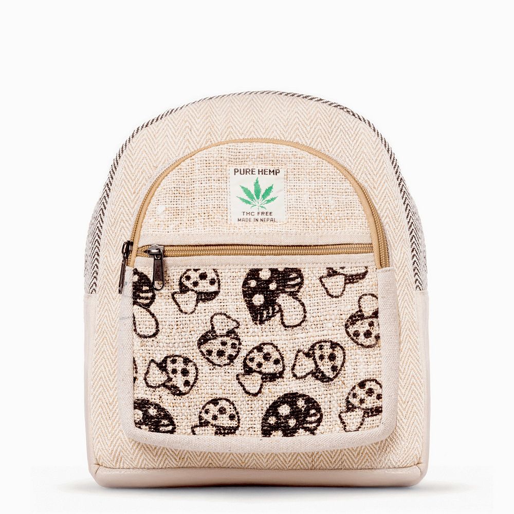 hemp mini backpack It's a Vibe 🌈 The Pretty Hot Mess Fair Trade Mushroom Print Hemp Mini Backpack