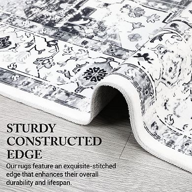 Area Rug, Soft Stain Resistant, Machine Washable, Non Slip Indoor Floor Carpet for Bedroom