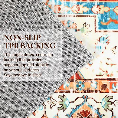 Area Rug, Soft Stain Resistant, Machine Washable, Non Slip Indoor Floor Carpet for Bedroom