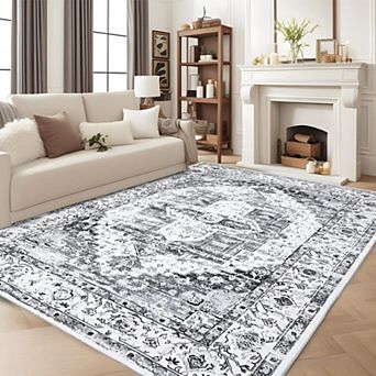 Area Rug, Soft Stain Resistant, Machine Washable, Non Slip Indoor Floor Carpet for Bedroom