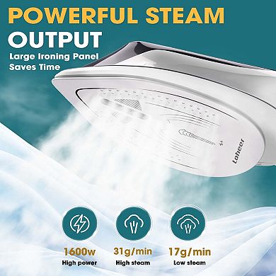 LOHEER 1600W 2-in-1 Steamer & Iron Detachable Ceramic Plate, Turbo Steam, Smart Temp Control