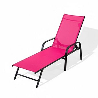 YIORTWO Steel Chaise Lounge Chair Outdoor Patio Recliner Stackable Pool Chair
