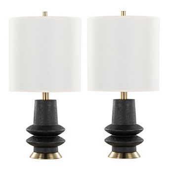 Loheer Contemporary Polyresin Table Lamp Set with Linen Shade