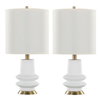 Loheer Contemporary Polyresin Table Lamp Set with Linen Shade