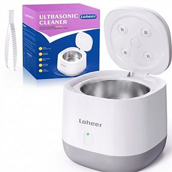 Loheer Ultrasonic Retainer Cleaner45kHz, with UV Light, 250ML for Dentures, Mouth Guards,Jewelry
