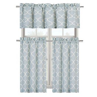 Kate Aurora Shabby Lattice Cotton Blend Kitchen Curtain Tier and Valance Set