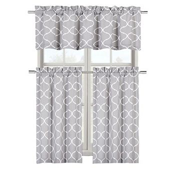 Kate Aurora Shabby Lattice Cotton Blend Kitchen Curtain Tier and Valance Set