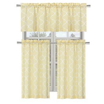 Kate Aurora Shabby Lattice Cotton Blend Kitchen Curtain Tier and Valance Set