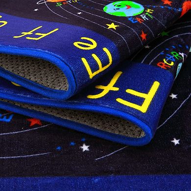 Area Rug Playroom Mat Soft Non Slip Nursery Play Mat Galaxy Outer Space Educational Rug